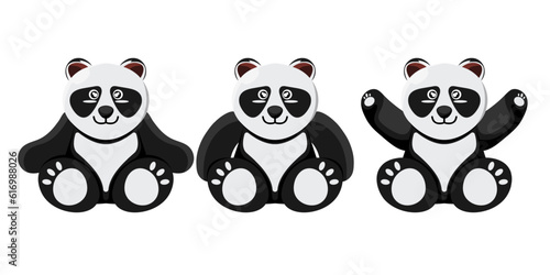 Cartoon doll panda for kids on isolated background  Vector illustration.