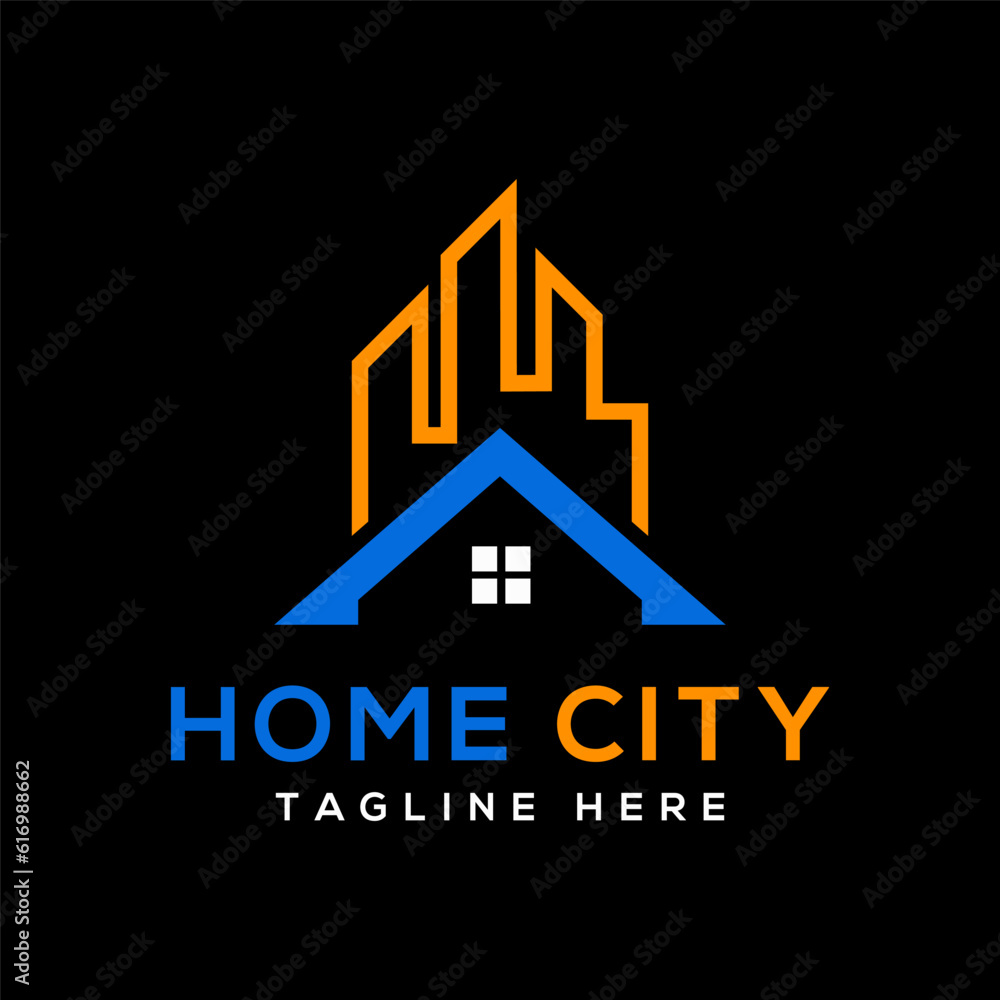 Home City real estate logo design vector. Home City real estate logo design vector.