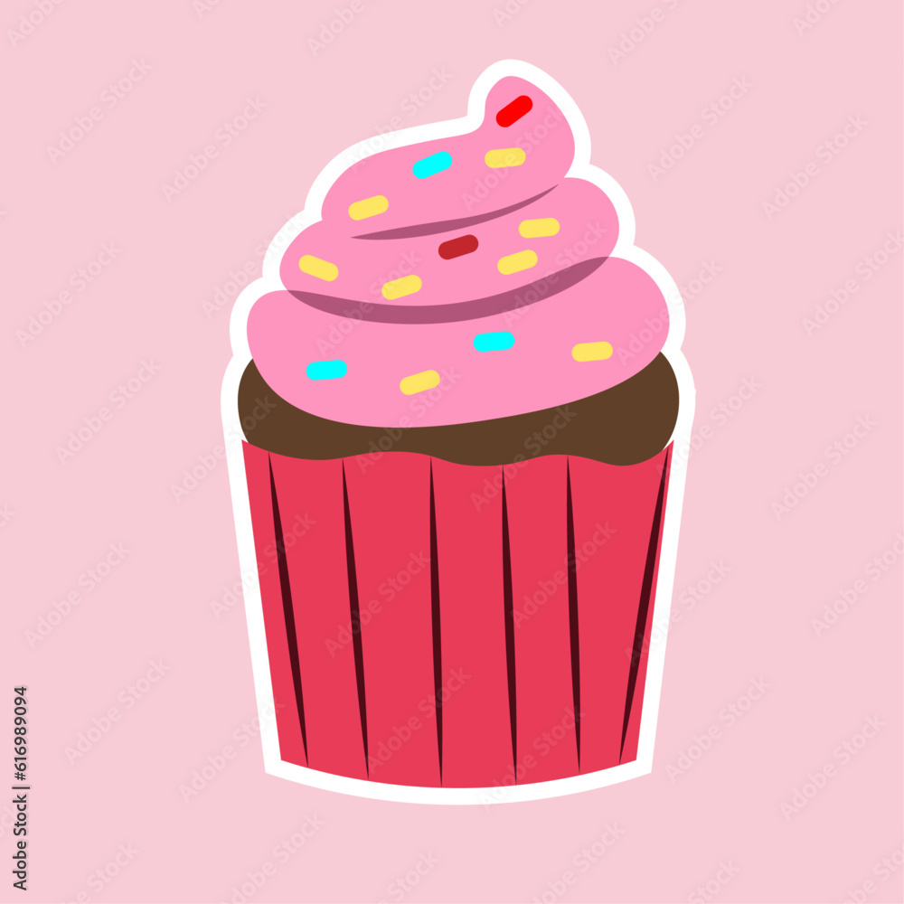 Vector a pink muffin isolated Vector a pink muffin isolated