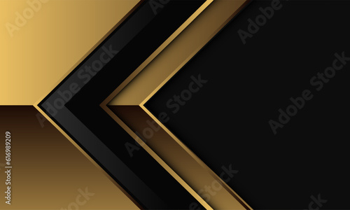 Abstract black glossy gold arrow direction  geometric on dark grey blank space design modern luxury futuristic background vector