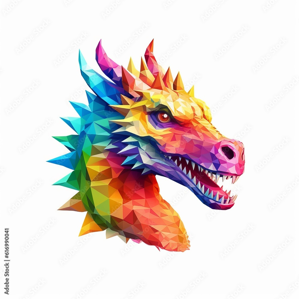 dragon portrait rainbow paper style Generative AI dragon portrait rainbow paper style Generative AI
