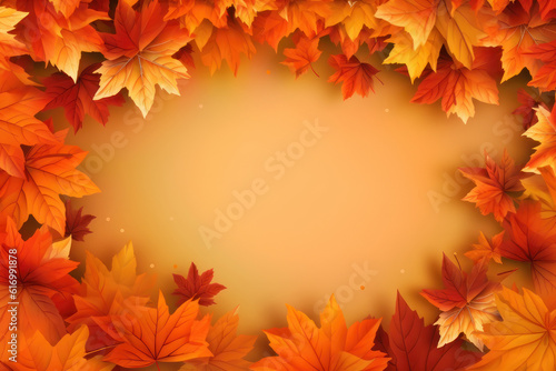 Autumn leaves. Background with copy space. AI generative.