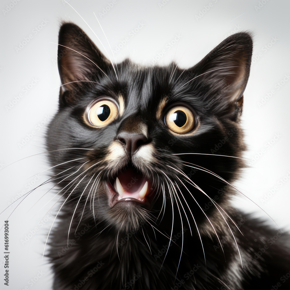Surprised cat on a white background. AI generative. Surprised cat on a white background. AI generative.