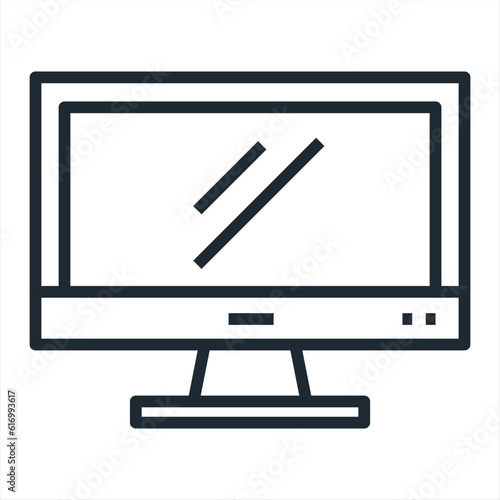 Monitor PC, Icon computer screen flat style with shadow on white background, stylish vector illustration for web design
