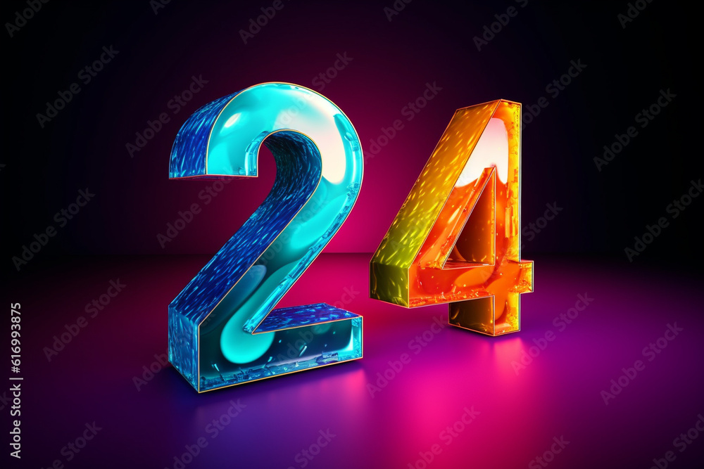 Creative 24 number 3d new year 2024 colorful concept banner design created with generative ai Creative 24 number 3d new year 2024 colorful concept banner design created with generative ai