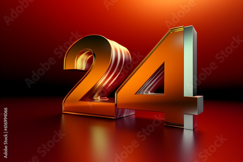 Creative 24 number 3d new year 2024 colorful concept banner design created with generative ai photo