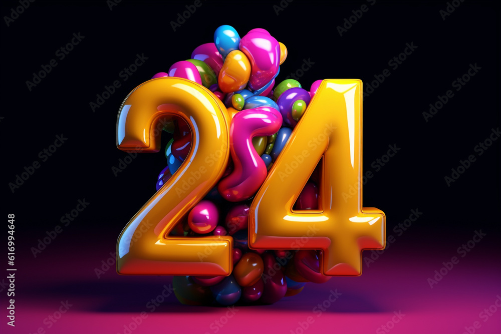 3d style 2024 new year design with 24 number created with generative ai ...