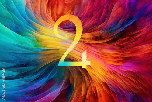 Creative 24 number 3d new year 2024 colorful concept banner design created with generative ai photo