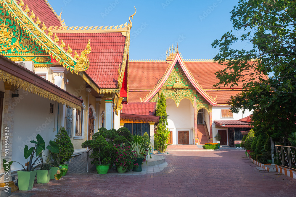 architecture of traditional temple in vientiane, lao