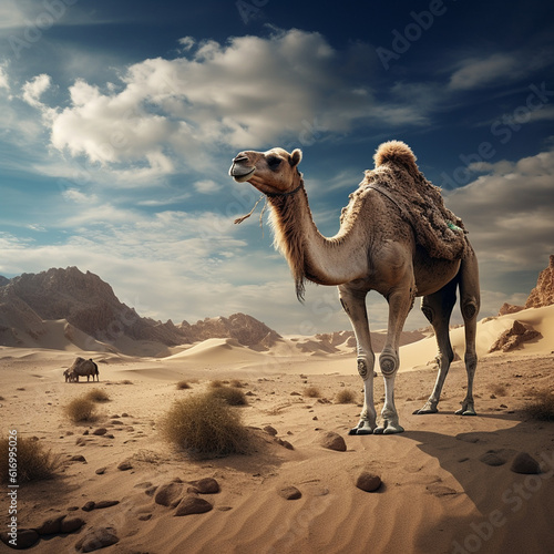a camel walking in the desert © Gantar