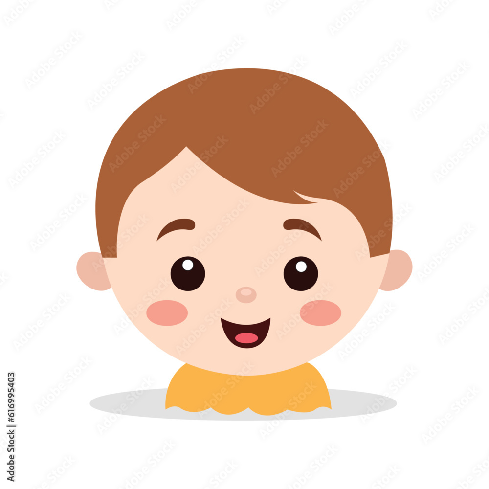 cute cheerful baby with happy smiling face logo isolated on white background vector illustration art