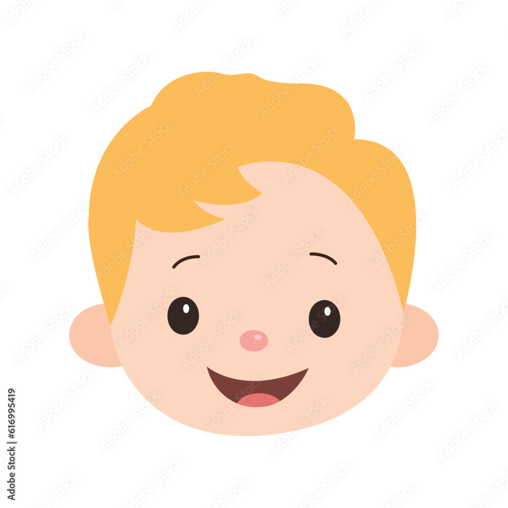 baby child face with yellow hairs isolated on white background using vector illustration art