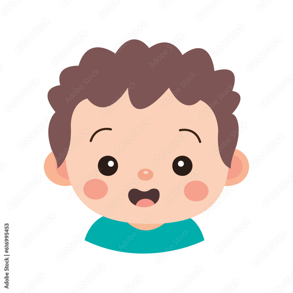 Cute little baby face expression mouth open isolated on white background vector illustration art