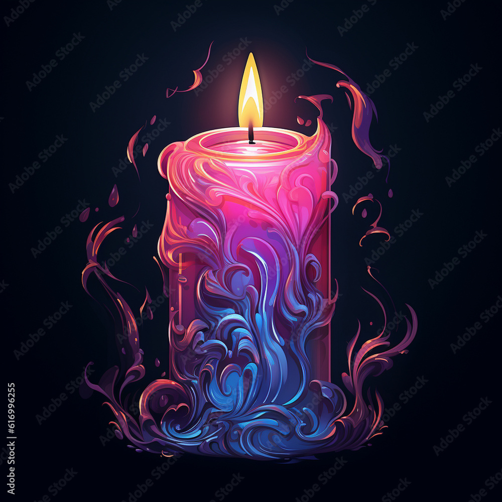 illustration of a candle with a burning flame illustration of a candle with a burning flame
