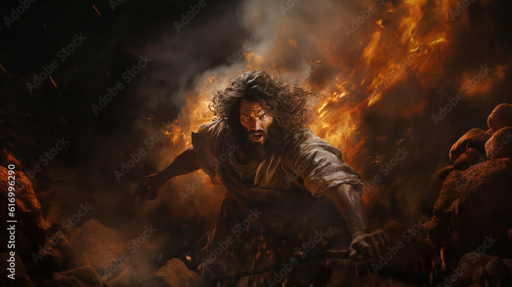 Intense portrait of Samson, highlighting his strength and determination, characters from the Bible Generative AI Intense portrait of Samson, highlighting his strength and determination, characters from the Bible Generative AI