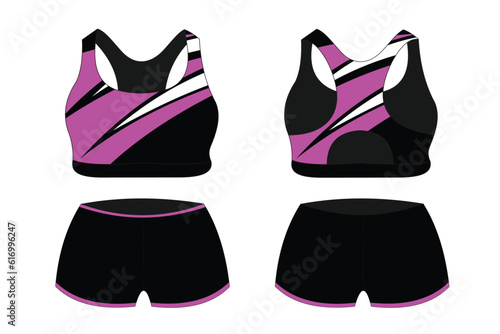 Sport Bra, front and back view Standard Uniform design Vector illustration