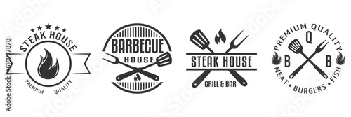 Barbecue and steak house vintage badges logo collection