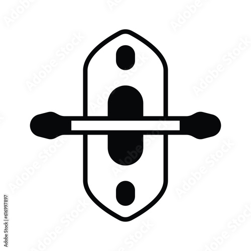 Boat with paddle denoting concept icon of kayak in modern style, ready to use vector