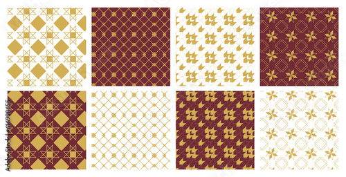 Four kinds of vector geometric patterns, vector seamless mapping, design elements, food packaging design filling background.