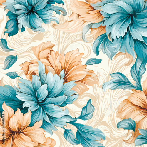 Seamless vector pattern with many abstract spring flowers. For wallpaper or fabric decoration in vintage style. Flower painting for summer. Botanical background. Vector illustration.