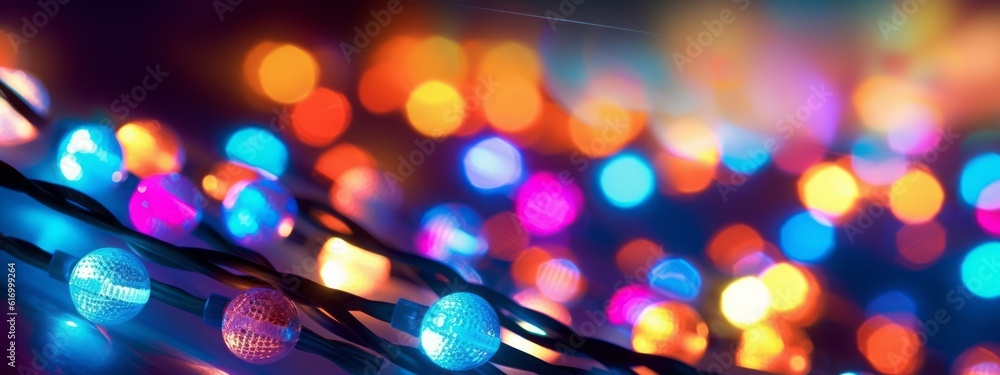 An image featuring a mesmerizing display of colorful holiday lights, capturing the festive spirit and illuminating Christmas web banners with a joyful glow. Generative AI An image featuring a mesmerizing display of colorful holiday lights, capturing the festive spirit and illuminating Christmas web banners with a joyful glow. Generative AI
