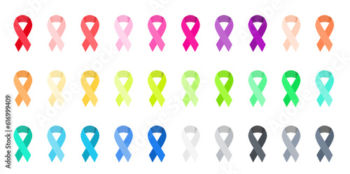 Awareness ribbon colors - big vector set