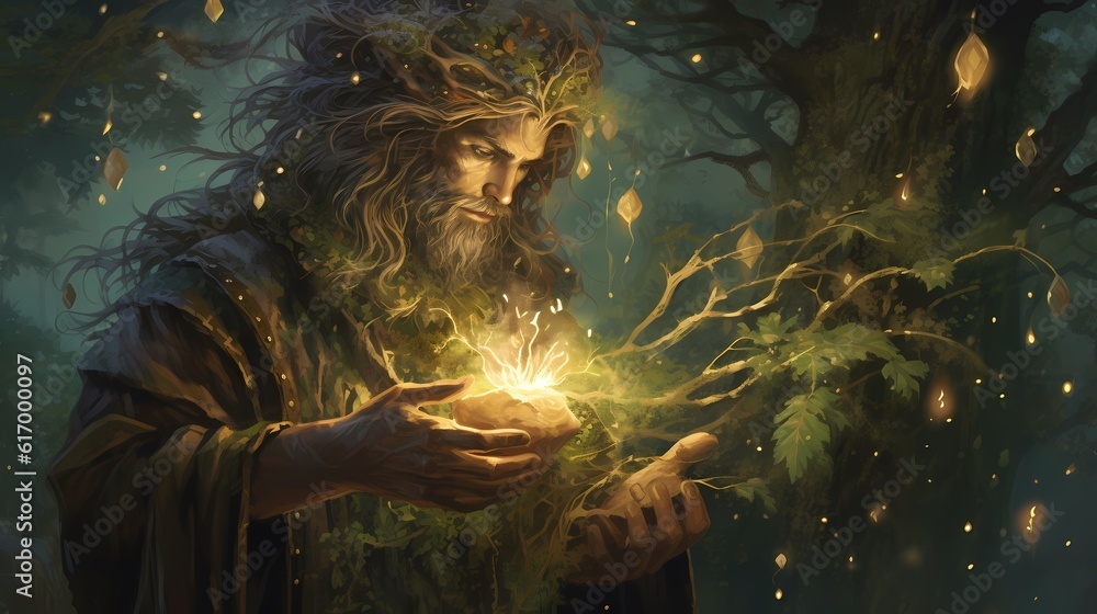 Fototapeta premium a druid invoking nature's magic