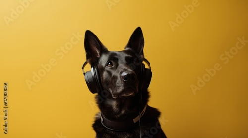 Rhythmic Ruffian  Dog in Headphones Moves to the Beats with Energetic Gusto