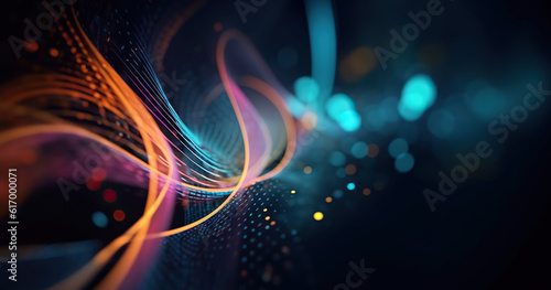 Modern digital abstract 3D background. Copy space. Can be used in the description of network abilities, technological processes, digital storages, science, education, etc.