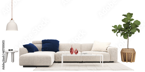 Modern interior furniture. Living room interior house floor template background frame mockup design copy space 3d render, isolated on transparent background 