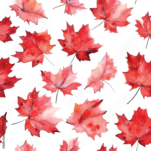 Pattern with maple leaf pattern watercolor for decorative design. White background. Banner background. Abstract art background vector. Floral decor.