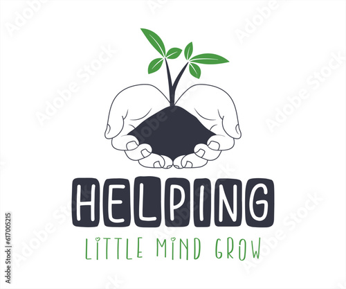 Helping little mind grow, Hands holding Little Plant vector illustration demonstrate a Great teacher take care of his or her students very carefuly to grow their minds. photo