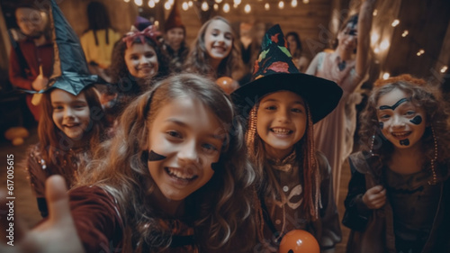 Children in halloween costumes created with generative ai tools