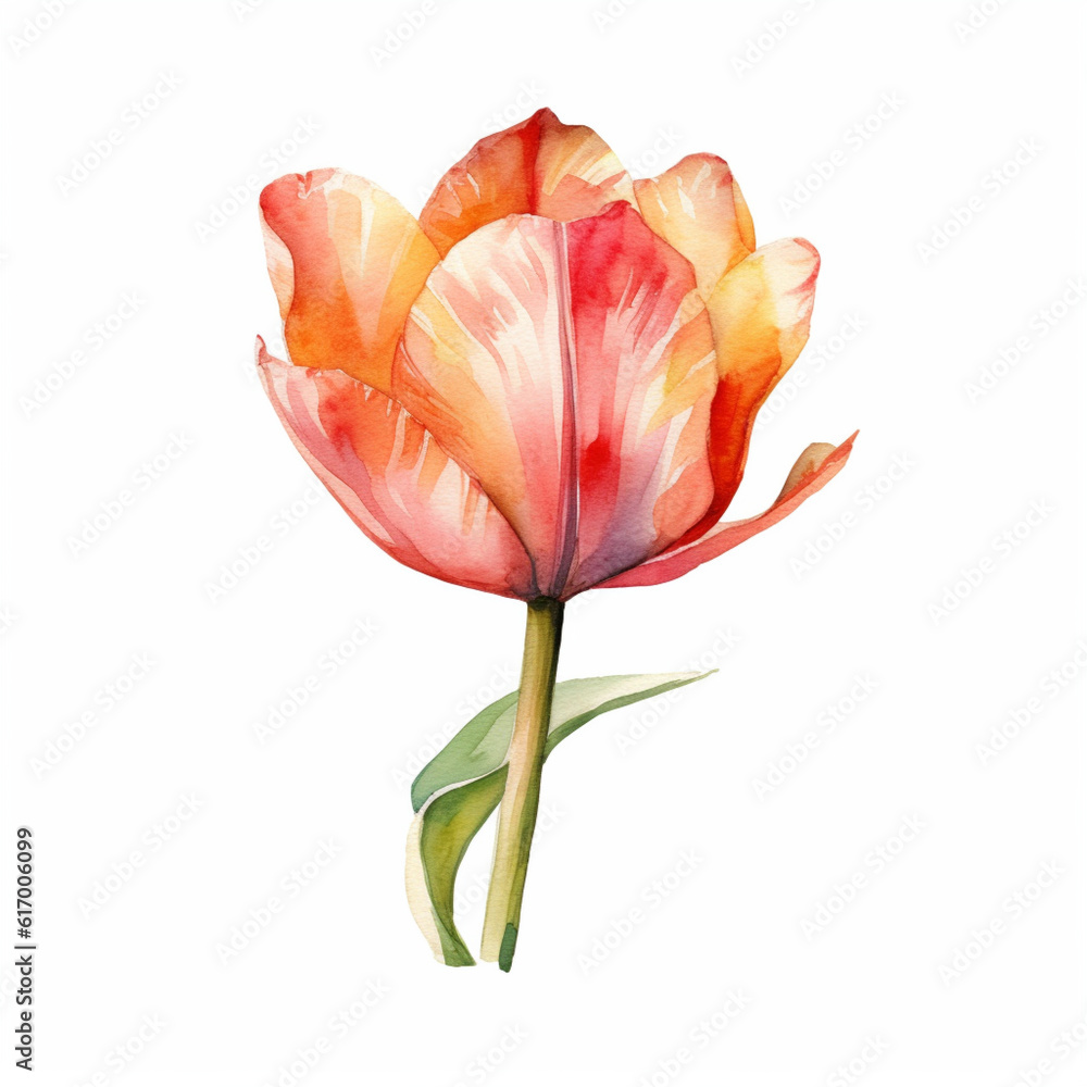 Expressive watercolor image capturing the charm of a tulip flower