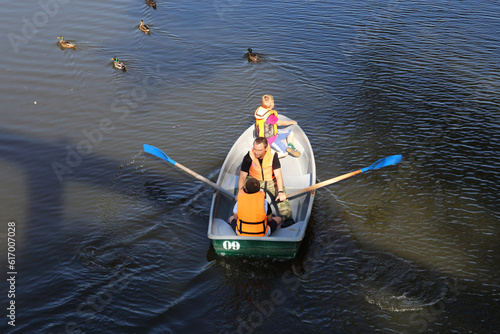 people go boating on a summer day