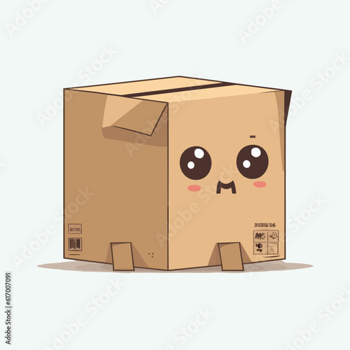 vector cute cardboard box cartoon style