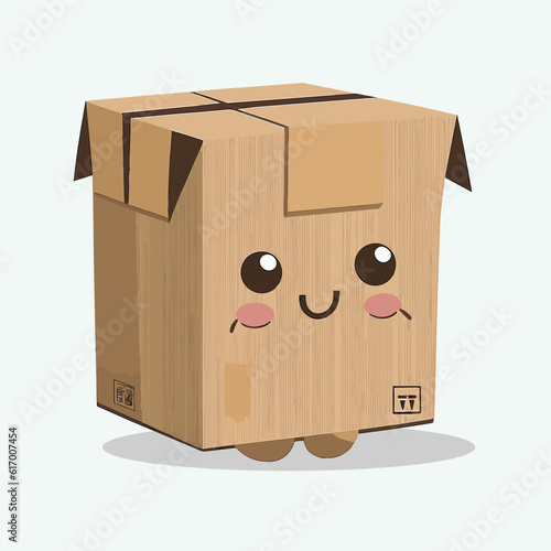 vector cute cardboard box cartoon style