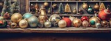 Vintage-inspired Christmas decorations like retro baubles, antique toys, and old-fashioned ornaments, infusing web banners with nostalgic charm and timeless appeal. Generative AI