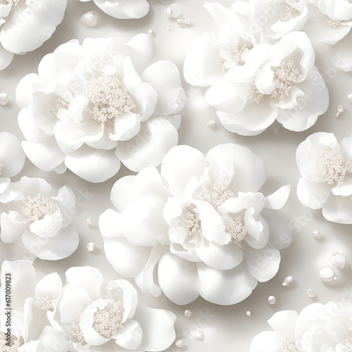 White floral background with pearly stamens