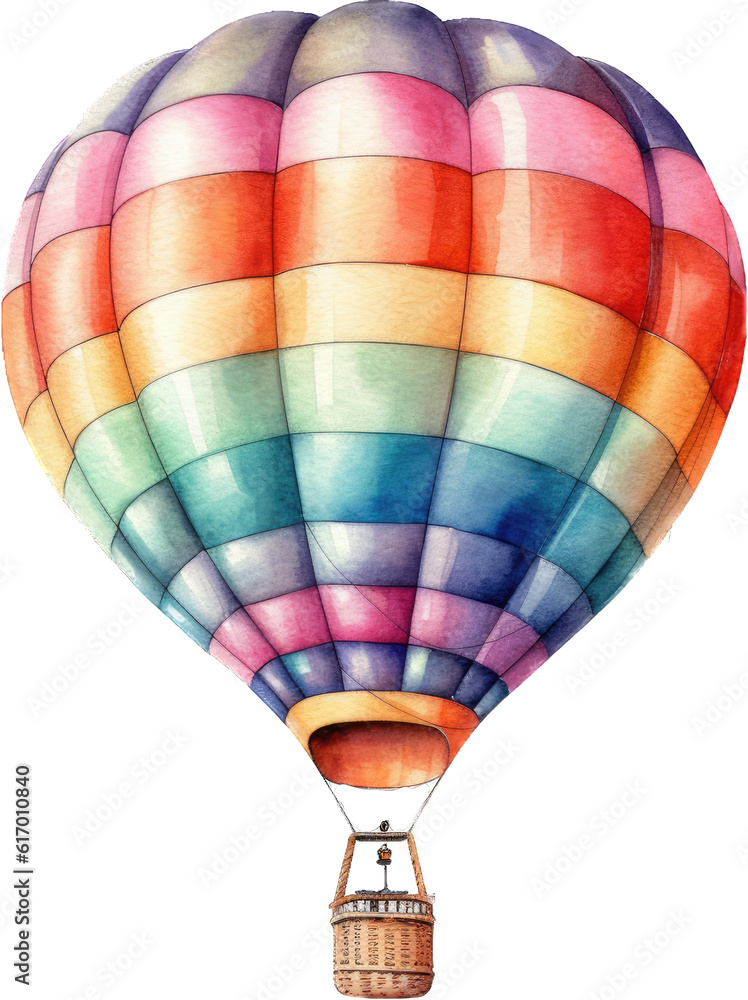 Fototapeta premium Watercolor Artistry Depicting the Vibrant World of Hot Air Balloons