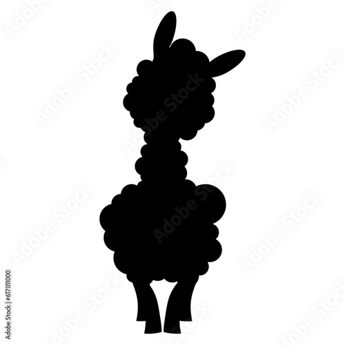 Black silhouette of a fluffy cartoon alpaca