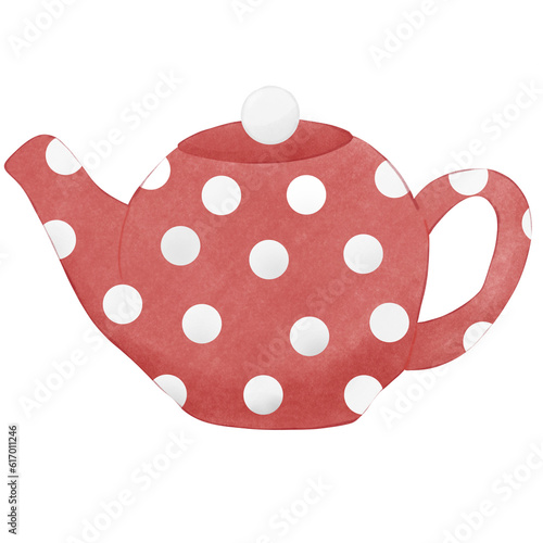 red pink ceramic tea set