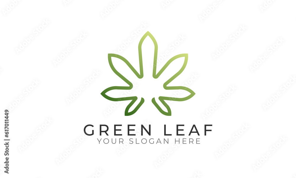 Cannabis weed leaf outline logo farm vector design