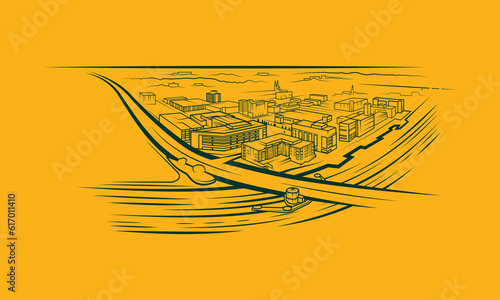 Vector graphic of downtown Green Bay, Wisconsin photo