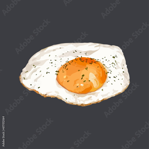 Realistic sunny side up fried egg. Watercolor vector illustration.