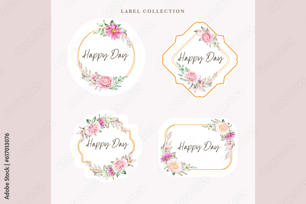 beautiful floral label in soft style