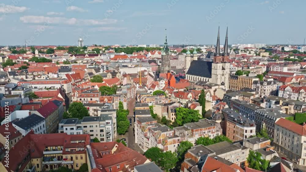 Drone shot of Halle(Saale) city , Saxony-Anhalt , Germany Drone shot of Halle(Saale) city , Saxony-Anhalt , Germany