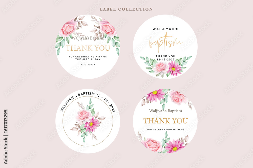 Naklejka premium beautiful floral label in soft style