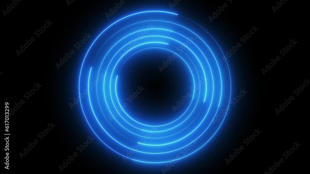 Neon blue glowing circle rotation animation black background Neon blue glowing circle rotation animation black background