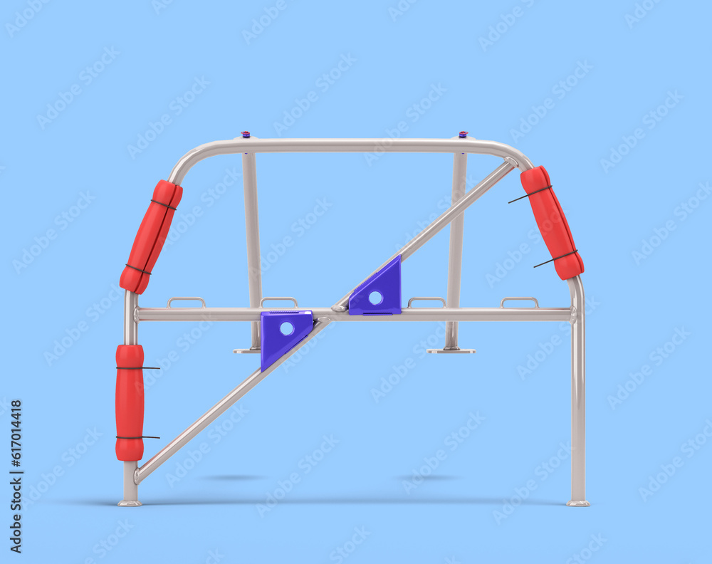 steel frame amplifier for back car body front side 3d render on blue steel frame amplifier for back car body front side 3d render on blue